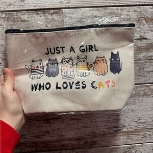 Cat Makeup Bags for Women, Cute Cat Themed Gifts for Girls, Small 10 in W x 7 in